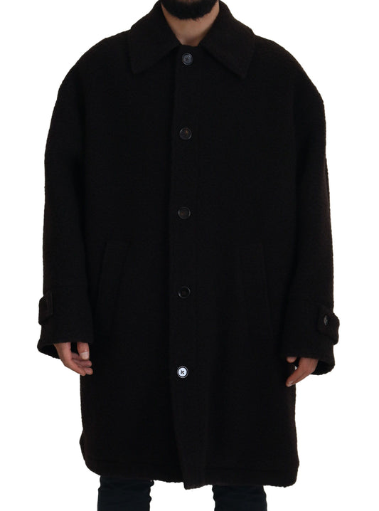 Dolce & Gabbana Trench-manteau noir en alpaga à boutons