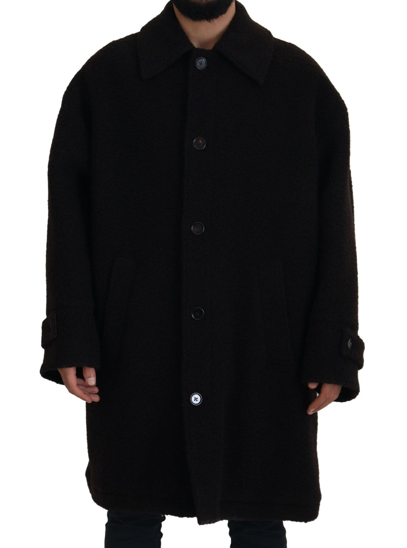 Dolce & Gabbana zwarte alpaca trenchjas met knopen