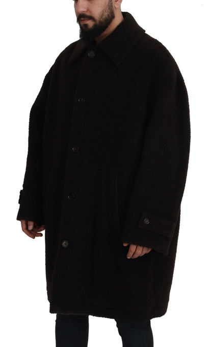 Dolce & Gabbana Trench-manteau noir en alpaga à boutons