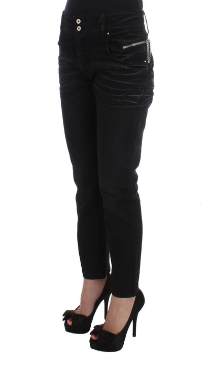Costume National - Jeans slim et ample en coton noir