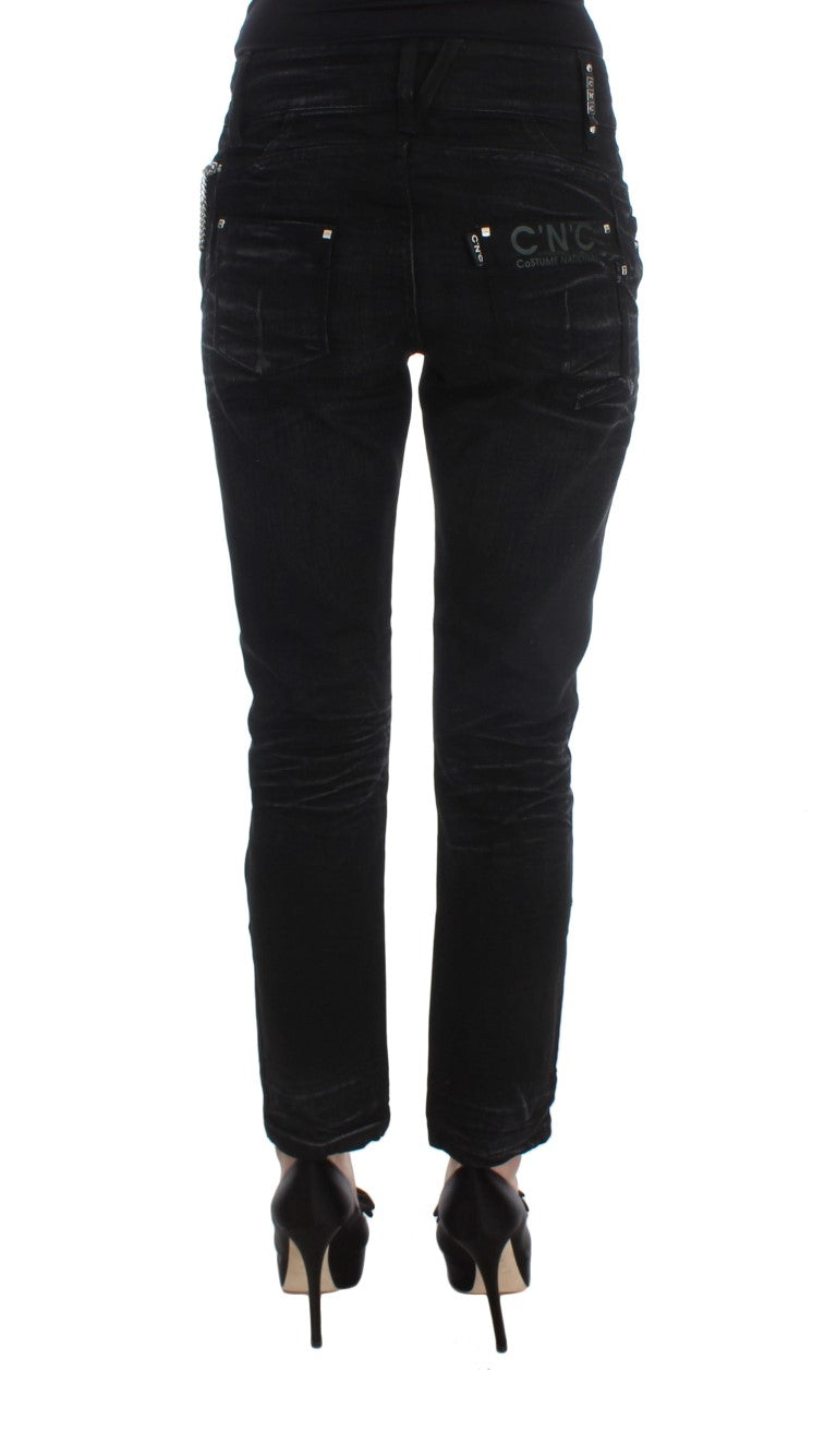Costume National - Jeans slim et ample en coton noir