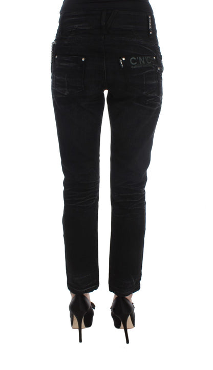 Costume National - Jeans slim et ample en coton noir