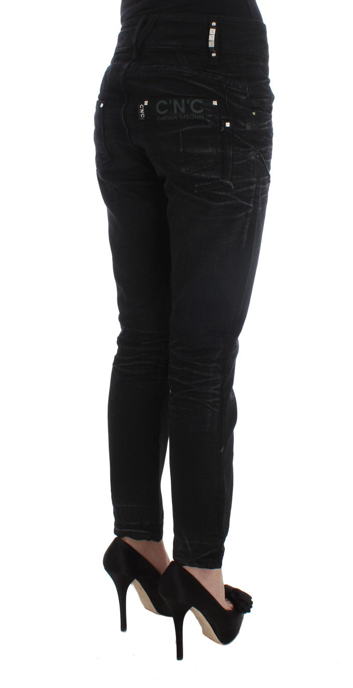 Costume National - Jeans slim et ample en coton noir