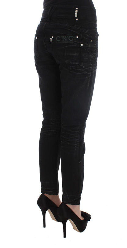 Costume National - Jeans slim et ample en coton noir