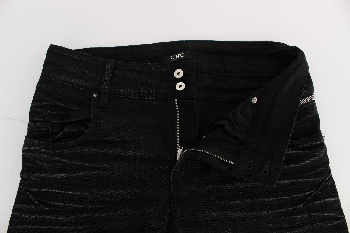 Costume National - Jeans slim et ample en coton noir
