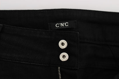Costume National - Jeans slim et ample en coton noir