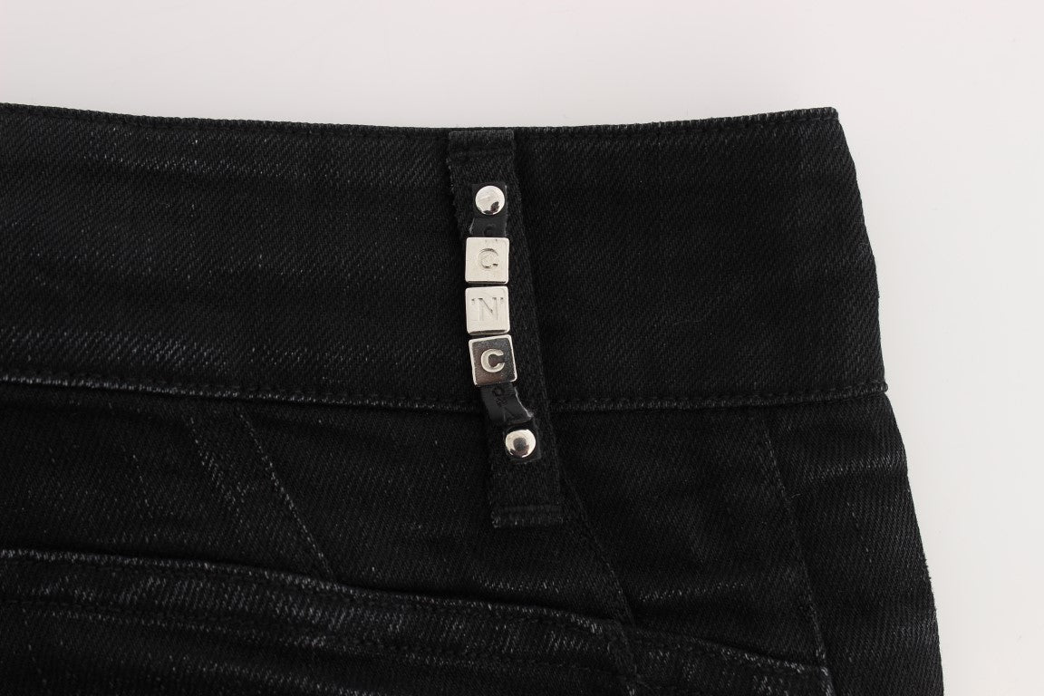 Costume National - Jeans slim et ample en coton noir