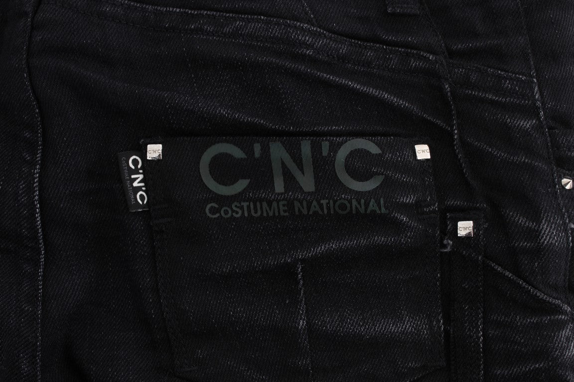 Costume National - Jeans slim et ample en coton noir
