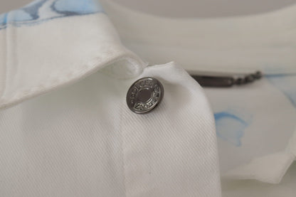 Veste en jean blanche en coton brodée du logo Dolce & Gabbana