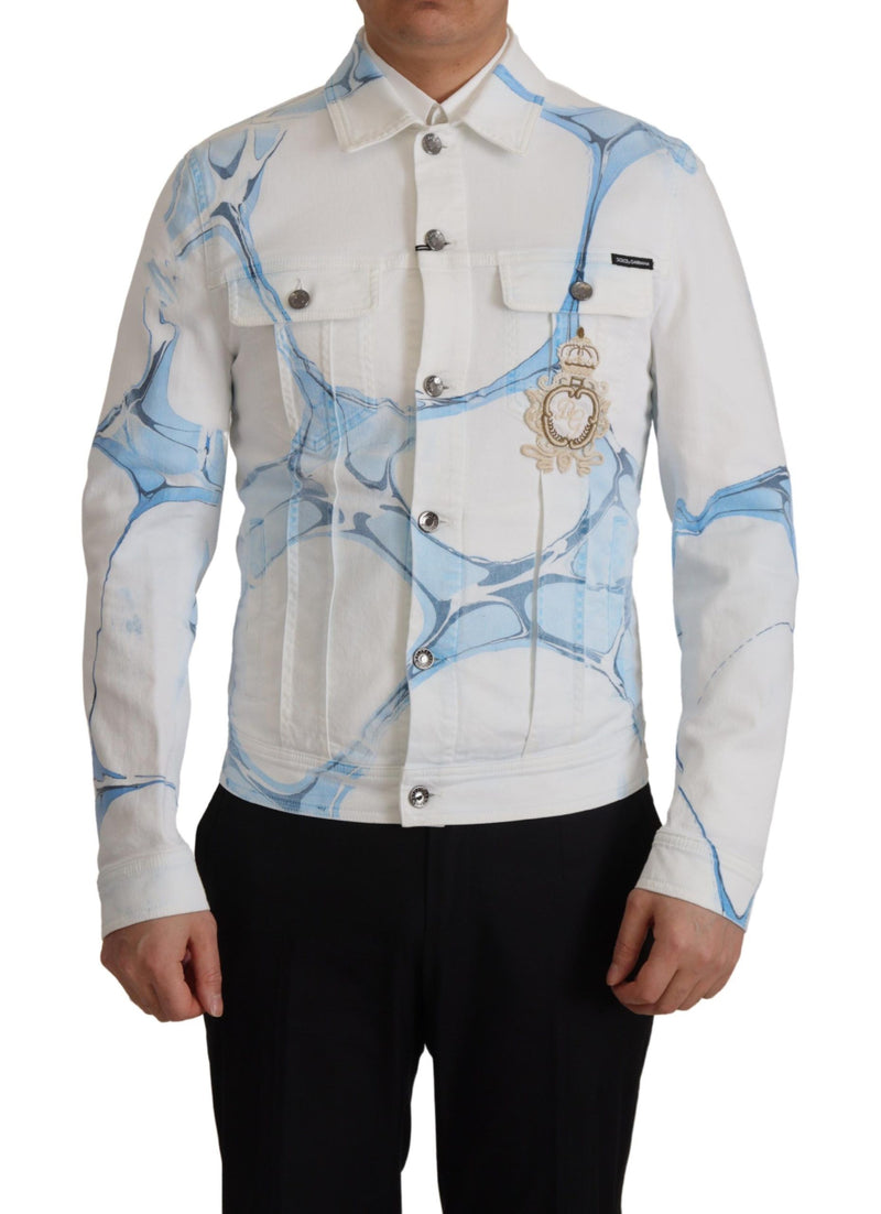 Dolce & Gabbana wit katoenen denim jack met borduursel en logo
