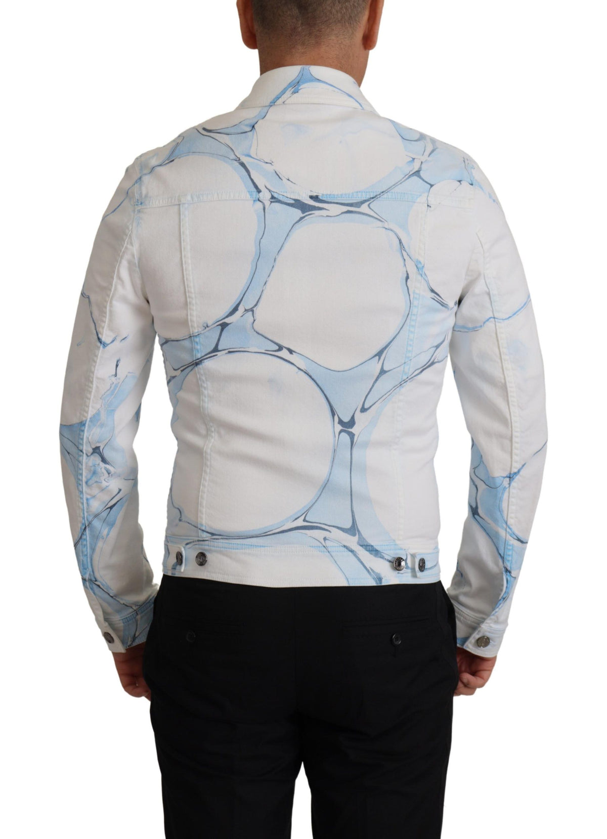 Veste en jean blanche en coton brodée du logo Dolce & Gabbana