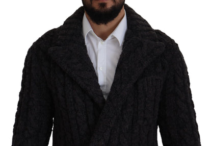 Dolce & Gabbana Veste-manteau en laine noire à double boutonnage
