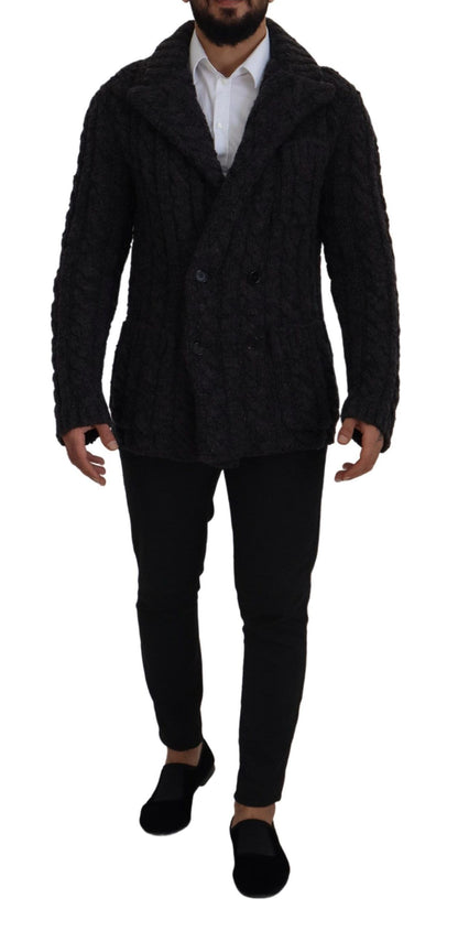 Dolce & Gabbana Veste-manteau en laine noire à double boutonnage