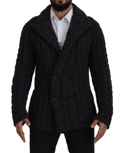 Dolce & Gabbana Veste-manteau en laine noire à double boutonnage