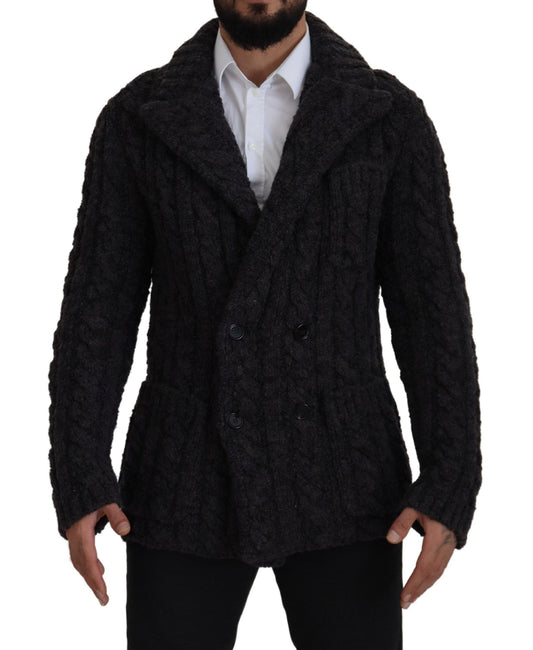Dolce & Gabbana Veste-manteau en laine noire à double boutonnage
