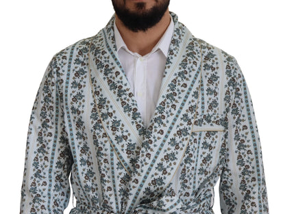 Dolce & Gabbana Robe-manteau en coton bleu à motifs floraux