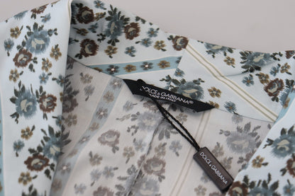 Dolce & Gabbana Robe-manteau en coton bleu à motifs floraux