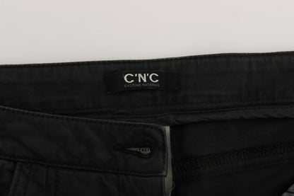 Costume National - Jean capri en coton noir, taille courte