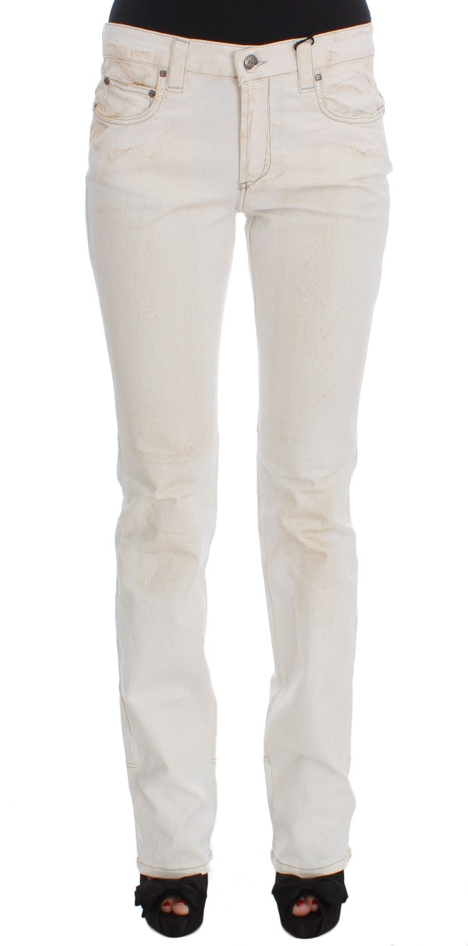Costume National - Jean slim à coupe bootcut en coton blanc