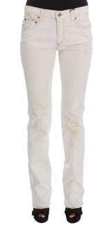 Costume National - Jean slim à coupe bootcut en coton blanc