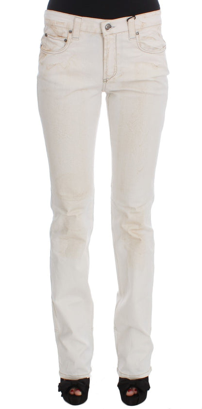 Costume National - Jean slim à coupe bootcut en coton blanc