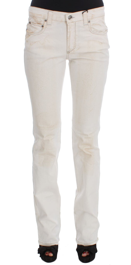Costume National - Jean slim à coupe bootcut en coton blanc