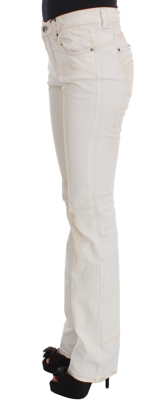 Costume National - Jean slim à coupe bootcut en coton blanc
