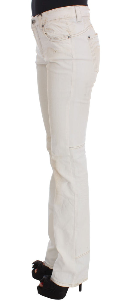 Costume National - Jean slim à coupe bootcut en coton blanc