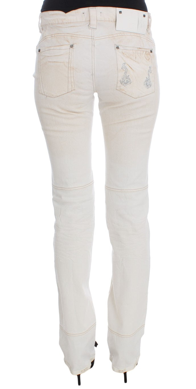 Costume National - Jean slim à coupe bootcut en coton blanc