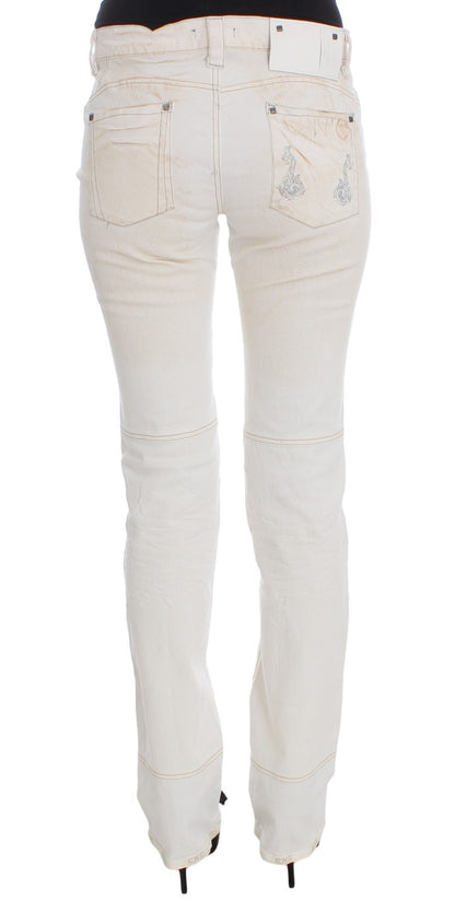 Costume National - Jean slim à coupe bootcut en coton blanc