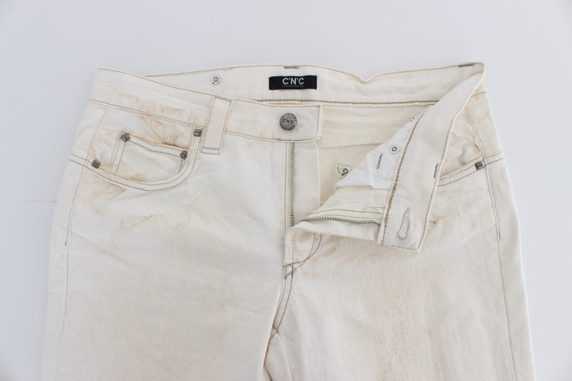 Costume National - Jean slim à coupe bootcut en coton blanc