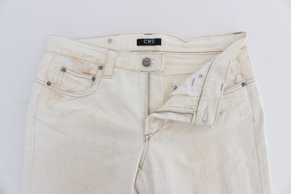 Costume National - Jean slim à coupe bootcut en coton blanc