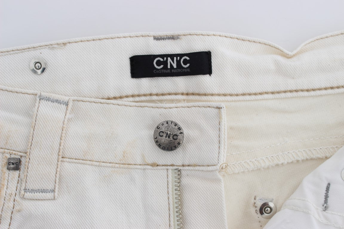 Costume National - Jean slim à coupe bootcut en coton blanc