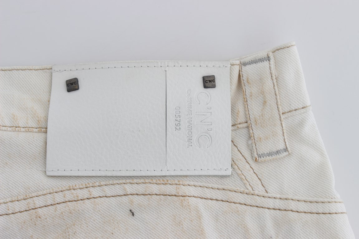 Costume National - Jean slim à coupe bootcut en coton blanc