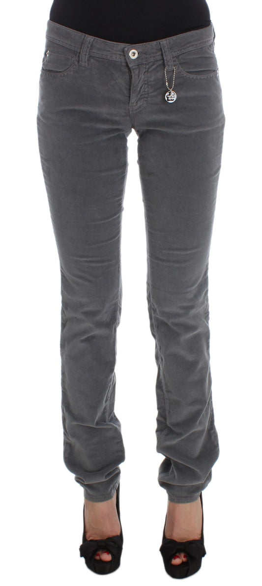 Costume National - Jeans en velours côtelé super slim en coton gris