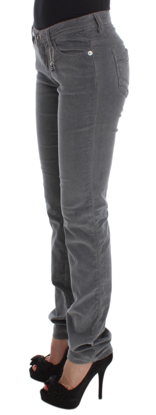 Costume National Gray Cotton Super Slim Corduroys Jeans