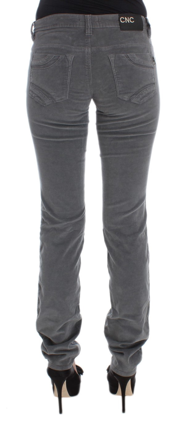 Costume National - Jeans en velours côtelé super slim en coton gris
