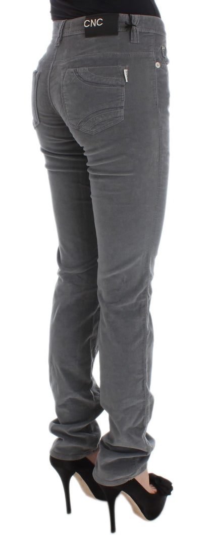 Costume National - Jeans en velours côtelé super slim en coton gris