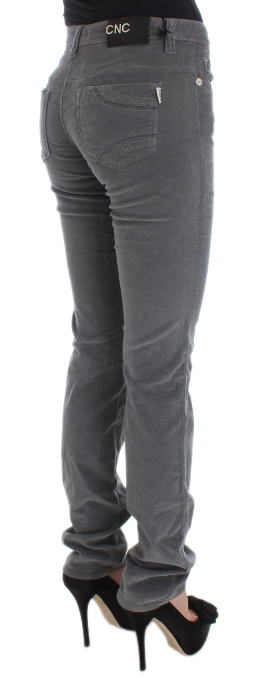 Costume National Gray Cotton Super Slim Corduroys Jeans