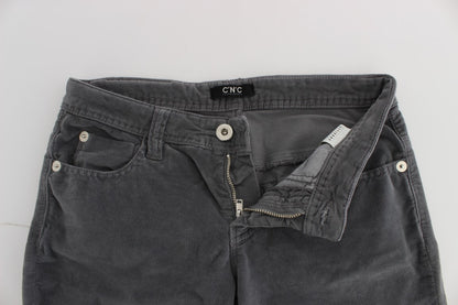 Costume National - Jeans en velours côtelé super slim en coton gris