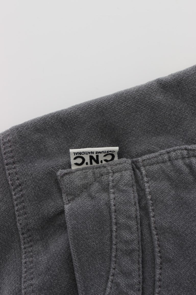 Costume National - Jeans en velours côtelé super slim en coton gris