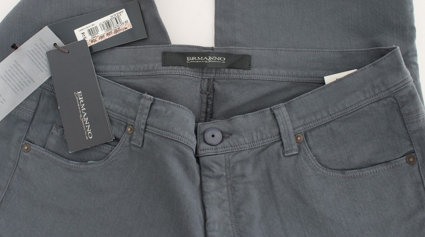 Jean slim à coupe bootcut en coton mélangé bleu d'Ermanno Scervino