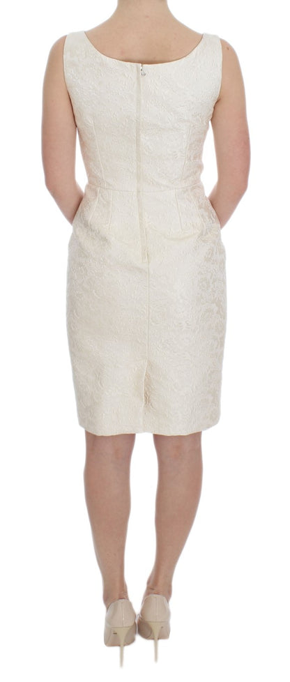 Robe fourreau en brocart blanc et cristaux de Dolce & Gabbana