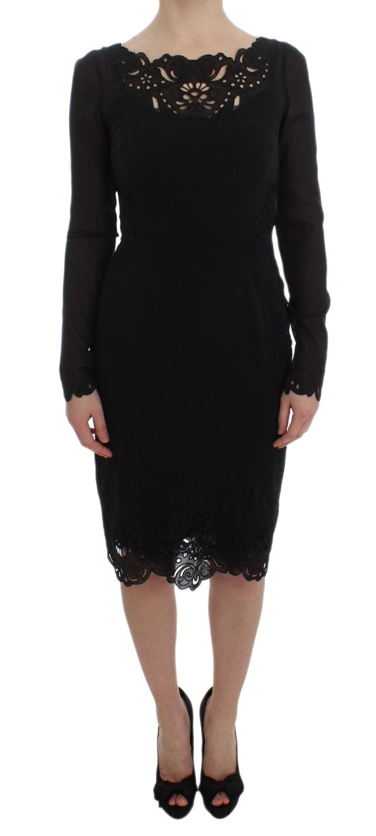 Robe fourreau en soie noire extensible de Dolce & Gabbana