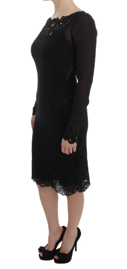 Robe fourreau en soie noire extensible de Dolce & Gabbana