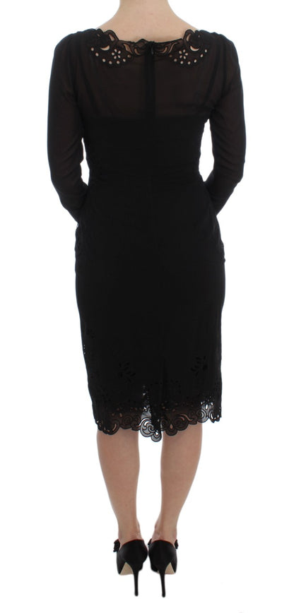 Robe fourreau en soie noire extensible de Dolce & Gabbana