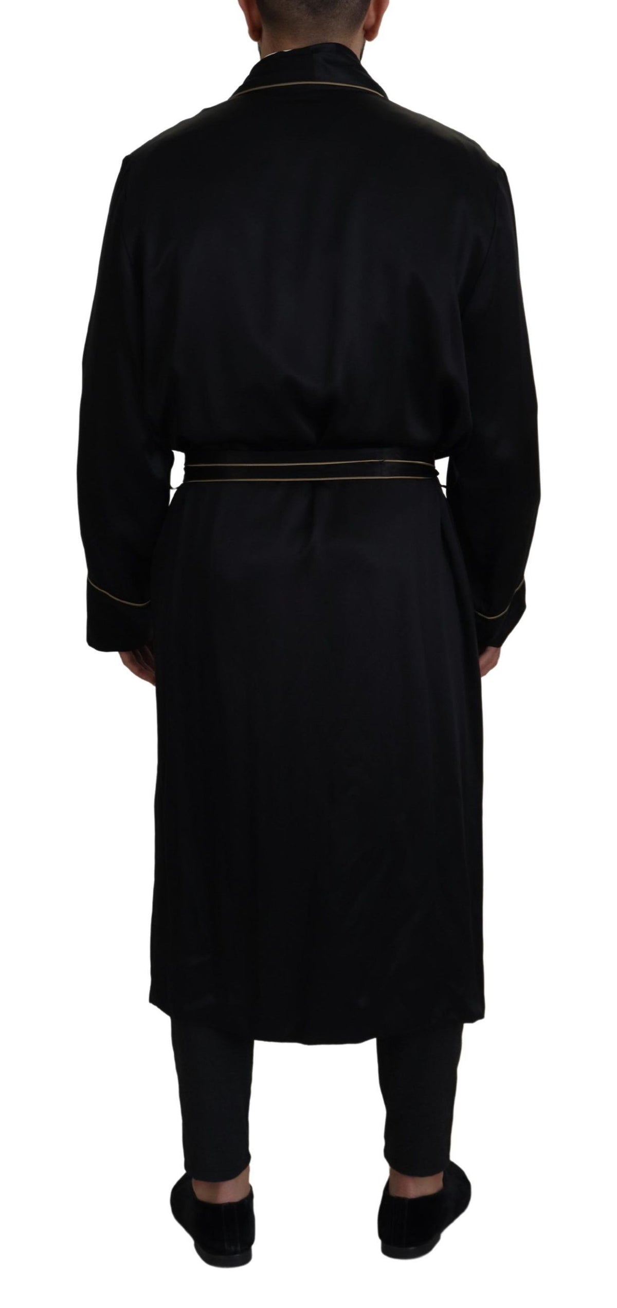 Dolce & Gabbana Robe-manteau noir en soie 100%