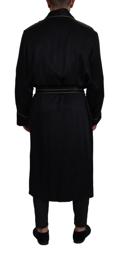 Dolce & Gabbana Robe-manteau noir en soie 100%