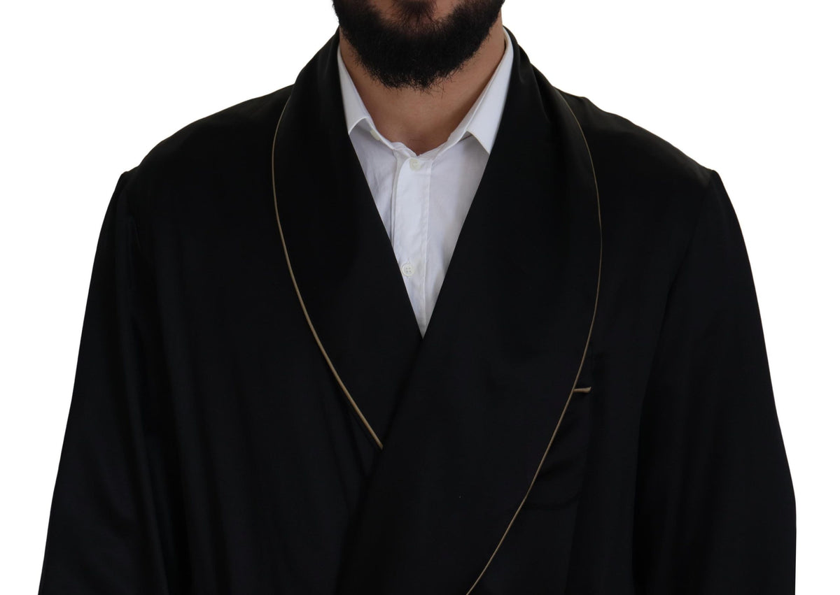 Dolce & Gabbana Robe-manteau noir en soie 100%