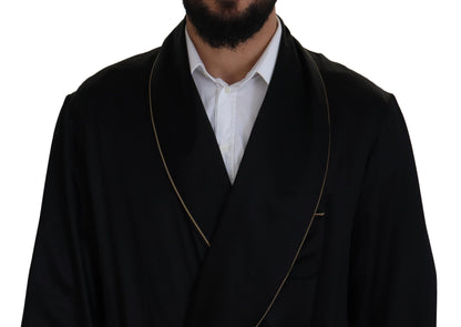Dolce & Gabbana Robe-manteau noir en soie 100%